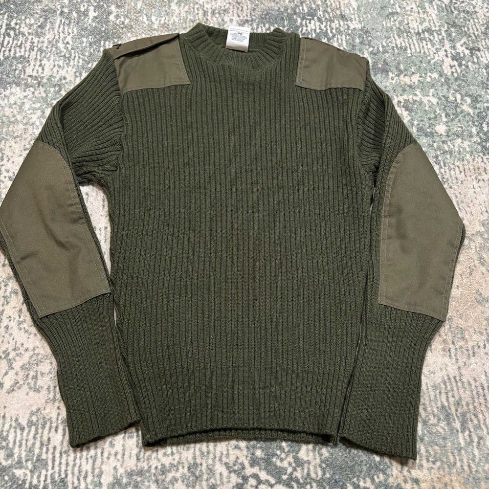 Military Issued Wool  Sweater Size 40 Patch Epaulettes Rank Pin